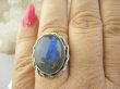 bpe9377 Biżuteria Orientalna CUDONY Pierścień Pierścionek Niebiesko- Granatowy Labradoryt Spektrolit - kamień Zorzy Polarnej r.22 Srebro 925 # - 6