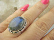 bpe9377 Biżuteria Orientalna CUDONY Pierścień Pierścionek Niebiesko- Granatowy Labradoryt Spektrolit - kamień Zorzy Polarnej r.22 Srebro 925 # - 7