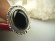 bpe6512 Śliczny Pierścień czarny ONYKS regeneruje SERCE, EGZEMY, PAMIĘĆ r.15/r.16 Srebro 925 # - 6