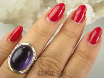 bpe8973 Biżuteria Orientalna !!! Delikatny Pierścień Pierścionek naturalny Ametyst - kamień mądrości r.14 ażurowa obrączka Srebro 925