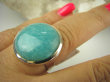 bpe6437 LAZUROWA AMAZONKA !!! CUDOWNY Klasyczny Pierścień Turkusowy Amazonit - Kamień Marzeń i realizacji r.18 lśniące Srebro 925 # - 2