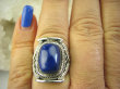 bpe7003 Orientalny Pierścień granatowy Lapis Lazuli - strażnik prawdy i mądrości r.17 Srebro 925 # - 2