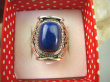 bpe7003 Orientalny Pierścień granatowy Lapis Lazuli - strażnik prawdy i mądrości r.17 Srebro 925 # - 7