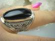bpe5500 Duży Pierścień 3,2 cm naturalny ONYKS - regeneruje SERCE, EGZEMY, PAMIĘĆ ażurowa obrączka r.18 Srebro 925 # - 3