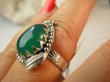 bpe9143 Czarodziejsko Piękny Orientalny Pierścień Pierścionek zielony Onyks r.16 Srebro 925 # - 5