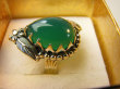 bpe9143 Czarodziejsko Piękny Orientalny Pierścień Pierścionek zielony Onyks r.16 Srebro 925 # - 8