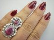 bpee4534 Piękny RUBINOWY CUDOWNY Długi 3.4 cm !! Pierścień Pierścionek Rubin Indyjski w orientalnej oprawie Rubiny r.15 Srebro 925 # - 4