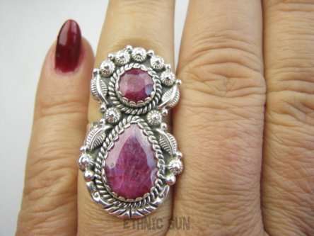 bpee4534 Piękny RUBINOWY CUDOWNY Długi 3.4 cm !! Pierścień Pierścionek Rubin Indyjski w orientalnej oprawie Rubiny r.15 Srebro 925 #