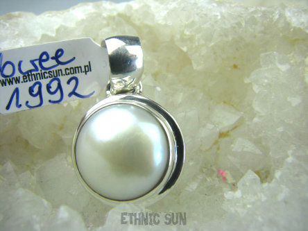 bwee1992 klasyka piękna PRZEPIĘKNY Delikatny Wisior  DUŻA 1,4 perła kolor Biały Perła PERŁY lśniące Srebro 925