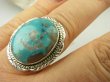 bpe8787 Niezwykły OKAZ Pierścień Pierścionek naturalny TURKUS ARIZONA Turkusy r.17 egzotyczne Srebro 925 # - 2