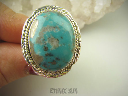 bpe8787 Niezwykły OKAZ Pierścień Pierścionek naturalny TURKUS ARIZONA Turkusy r.17 egzotyczne Srebro 925 #