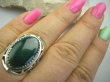 bpe4301 Biżuteria Egzotyczna !!! MALACHIT W ORIENTALNEJ OPRAWIE -  Pierścień MALACHIT - pobudza kreatywność r.17/ r.18 Srebro 925 # - 5