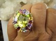 bpee4724 Wooow BOSKO PIĘKNY WIELOBARWNY Lux Pierścień Pierścionek naturalny Cytryn Lemon, Ametyst, Granaty, Kwarc, Oliwin, Blue Topaz r.17/ r.18 SREBRO 925 # - 7