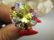 bpee4724 Wooow BOSKO PIĘKNY WIELOBARWNY Lux Pierścień Pierścionek naturalny Cytryn Lemon, Ametyst, Granaty, Kwarc, Oliwin, Blue Topaz r.17/ r.18 SREBRO 925 # - 8