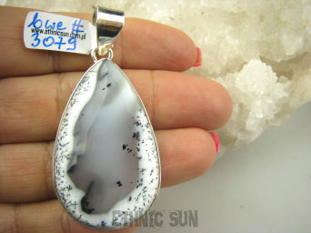 bwe3079 ŚNIEŻNA ZAWIEJA *CUD NATURY* Wspaniały Bossssko Piękny Klasyczny Wisior AGAT DENDRYTOWY Lśniące Srebro 925 #