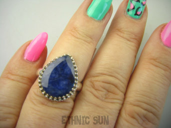 bpee4006 Delikatny Pierścień SZAFIR INDYJSKI Szafiry - WIERNOŚĆ związkach , Stres, choroby oczu ciśnienie Regulowany r.14, r.15, r.16, r.17 Srebro 925 #