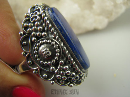 bpe6872 CUDO UNIKAT NASZ PROJEKT !!! Duży Masywny 29 G !!! PIERŚCIEŃ KRÓLEWSKI LAPIS LAZULI r.22/r.23 Srebro 925 #