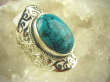 bpe6349 Biżuteria Egzotyczna !!! duzy Ażurowy Pierścień Turkusowy Howlit r.12/ r.13 szeroka obrączka Srebro 925 # MAŁY ROZMIAR - 2