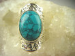 bpe6349 Biżuteria Egzotyczna !!! duzy Ażurowy Pierścień Turkusowy Howlit r.12/ r.13 szeroka obrączka Srebro 925 # MAŁY ROZMIAR - 8