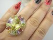 bpee4639 Wooow BOSKO PIĘKNY WIELOBARWNY Lux Pierścień Pierścionek naturalny Cytryn Lemon, Ametyst, Granaty, Oliwin, Blue Topaz r.19 SREBRO 925 # - 2