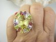 bpee4639 Wooow BOSKO PIĘKNY WIELOBARWNY Lux Pierścień Pierścionek naturalny Cytryn Lemon, Ametyst, Granaty, Oliwin, Blue Topaz r.19 SREBRO 925 # - 3
