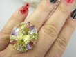 bpee4639 Wooow BOSKO PIĘKNY WIELOBARWNY Lux Pierścień Pierścionek naturalny Cytryn Lemon, Ametyst, Granaty, Oliwin, Blue Topaz r.19 SREBRO 925 # - 6