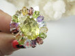 bpee4639 Wooow BOSKO PIĘKNY WIELOBARWNY Lux Pierścień Pierścionek naturalny Cytryn Lemon, Ametyst, Granaty, Oliwin, Blue Topaz r.19 SREBRO 925 # - 9