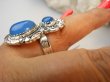 bpe9522 Ufff Cacko Czarodziejsko Piękny Długi 3.4 cm Orientalny Pierścień Pierścionek Chalcedon r.13 Srebro 925 # - 5