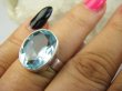 bpee4703 BŁĘKITNE CUDEŃKO  !!! Lśniący Klejnot Klasyczny Pierścień Pierścionek Laboratoryjny BLUE TOPAZ - kamień młodości r.14 Srebro 925 # - 5