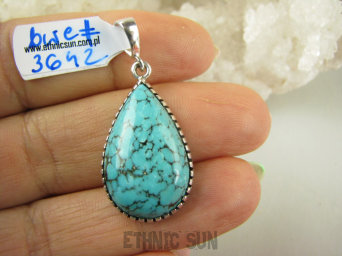 bwe3642 Biżuteria Orientalna - Turkus w Pazurkach !!! Delikatny Wisior naturalny TURKUS - opiekun ciała i duszy Turkusy Srebro 925