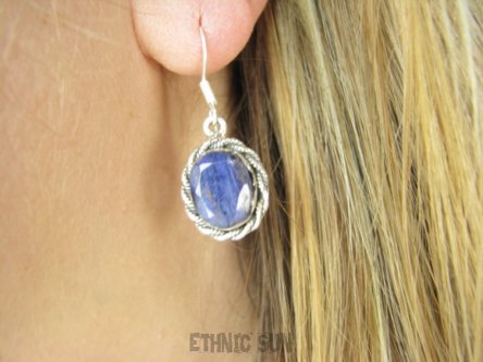 bkee1126 Orientalne Lekkie Kolczyki Szafir Indyjski - WIERNOŚĆ związkach , Stres, choroby oczu ciśnienie Szafiry Srebro 925