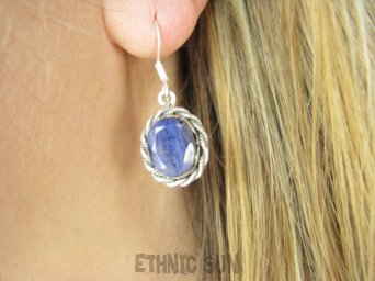 bkee1126 Orientalne Lekkie Kolczyki Szafir Indyjski - WIERNOŚĆ związkach , Stres, choroby oczu ciśnienie Szafiry Srebro 925