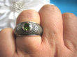 bpee4764 Świetna wygodna Masywna oksydowana Obrączka cudna Pierścień Pierścionek naturalny Oliwin Peridot - kamień Szczęścia r.17 Srebro 925 - 6