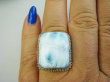bpe9637 DUŻY GRUBY OKAZ RZADKI kamień LARIMAR !!! Pierścień Pierścionek Larimar stawy, serce lęki, otwiera czakrę gardła r.19 Srebro 925 # - 2