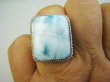 bpe9637 DUŻY GRUBY OKAZ RZADKI kamień LARIMAR !!! Pierścień Pierścionek Larimar stawy, serce lęki, otwiera czakrę gardła r.19 Srebro 925 # - 6