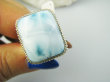 bpe9637 DUŻY GRUBY OKAZ RZADKI kamień LARIMAR !!! Pierścień Pierścionek Larimar stawy, serce lęki, otwiera czakrę gardła r.19 Srebro 925 # - 8