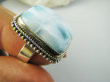 bpe9637 DUŻY GRUBY OKAZ RZADKI kamień LARIMAR !!! Pierścień Pierścionek Larimar stawy, serce lęki, otwiera czakrę gardła r.19 Srebro 925 # - 9