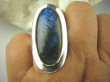 bpe6376 Klasyczny Długi 3.9 cm Lśniący Pierścień Granatowy Labradoryt Spektrolit r.17 Lśniące Srebro 925 # - 4
