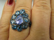 bpee4559 Prawdziwy skarb HRABIANKA Pierścień na wzór starych kolekcji Pierścionek naturalny Indygolit oraz Cyrkonie r.14/ r.15 SREBRO RODOWANE 925 # - 10