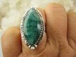 bpee4224 Szmaragdowy Pierścień Pierścionek zielony Szmaragd Indyjski w orientalnej oprawie Szmaragdy r.18 Srebro 925 # - 5