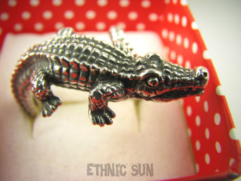 bpe8777 Rewelacja KROKODYLA DAJ MI LUBY FENOMENALNY Regulowany Przepiękny Pierścień Krokodyl Aligator Pierścionek r.17, r.18, r.19, r.20, r.21, r.22 SREBRO 925 #