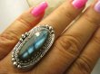 bpe7966 Piękny Orientalny Pierścień Niebieski Labradoryt Spektrolit - kamień Zorzy Polarnej r.19 Srebro 925 # - 8