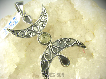 bwe3546 Półksiężyc symbol Kobiecości !!! Niesamowity Długi 5.8 cm Wisior z prehnitem Zawieszka Prehnit SREBRO 925 #