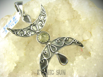 bwe3546 Półksiężyc symbol Kobiecości !!! Niesamowity Długi 5.8 cm Wisior z prehnitem Zawieszka Prehnit SREBRO 925 #