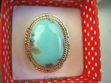 bpe8377 Śliczny OKAZ Pierścień Pierścionek naturalny niebieski TURKUS ARIZONA Turkusy r.19 Srebro 925 #
