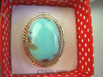 bpe8377 Śliczny OKAZ Pierścień Pierścionek naturalny niebieski TURKUS ARIZONA Turkusy r.19 Srebro 925 #