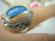 bpe5687 Egzotyczny Pierścień Chalcedon (tarczyca) CZAKRA GARDŁA r.17/ r.18 Srebro 925 # - 2