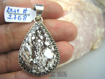 bwe2768 PIĘKNA KOMPOZYCJA Egzotyczny Wisior Brązowy, Biały JASPIS BREKCJA Srebro 925 #