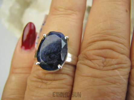 bpee4347 PIĘKNY LUX Pierścień Pierścionek OKAZ Szafir Indyjski WIERNOŚĆ związkach , Stres, choroby oczu ciśnienie Szafiry r.14 Srebro 925