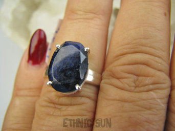 bpee4347 PIĘKNY LUX Pierścień Pierścionek OKAZ Szafir Indyjski WIERNOŚĆ związkach , Stres, choroby oczu ciśnienie Szafiry r.14 Srebro 925